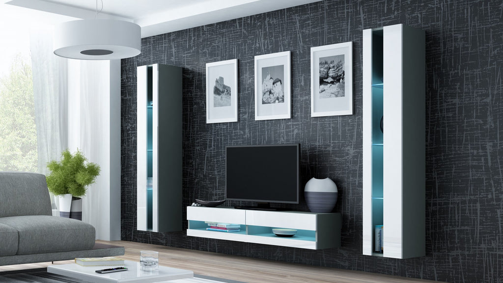 VIGO NEW Shelf Unit 180/40/30 cm Grey/White Gloss