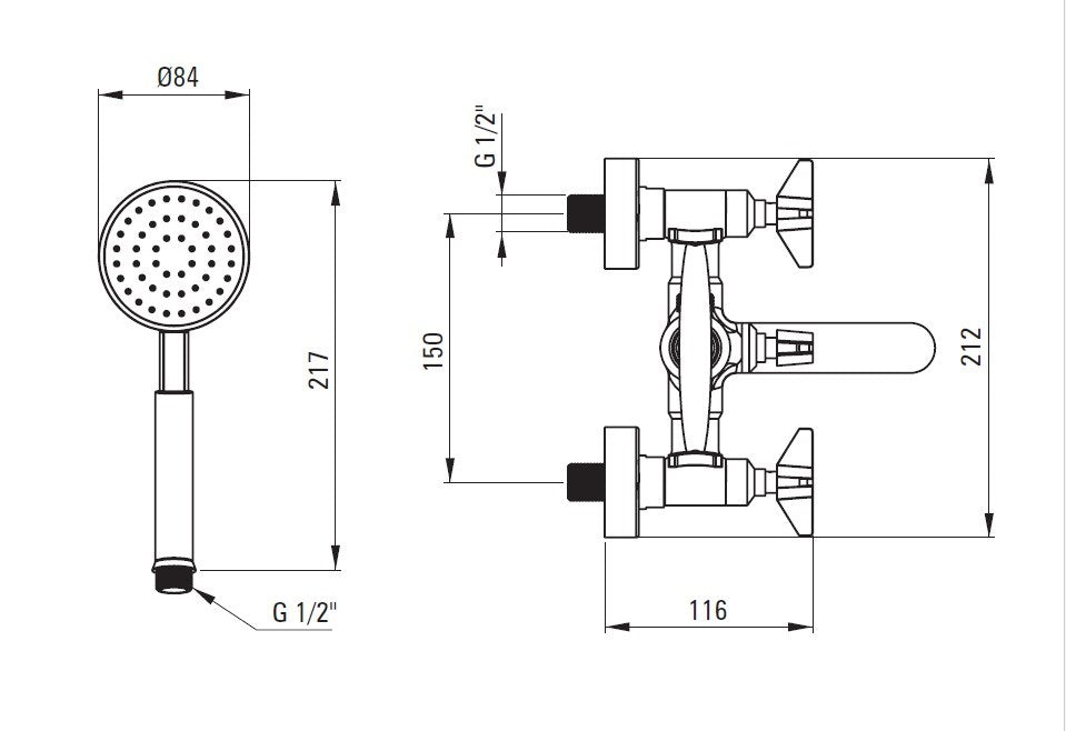 Deante Bathtub Mixer with Shower Set Nero Wall-Mounted BQT N11D