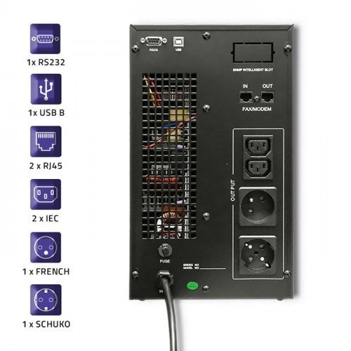 Qoltec Online UPS Pure Sine Wave 3kVA 2.4kW LCD USB