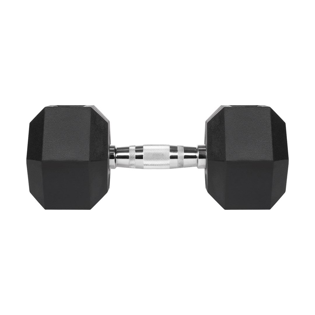 REBEL ACTIVE Rubber-Coated Cast Iron Dumbbells 2x15kg