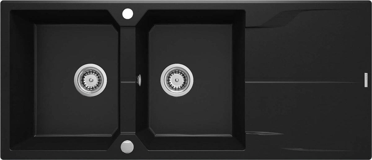 2-Bowl Granite Sink with Drainer 116x50cm