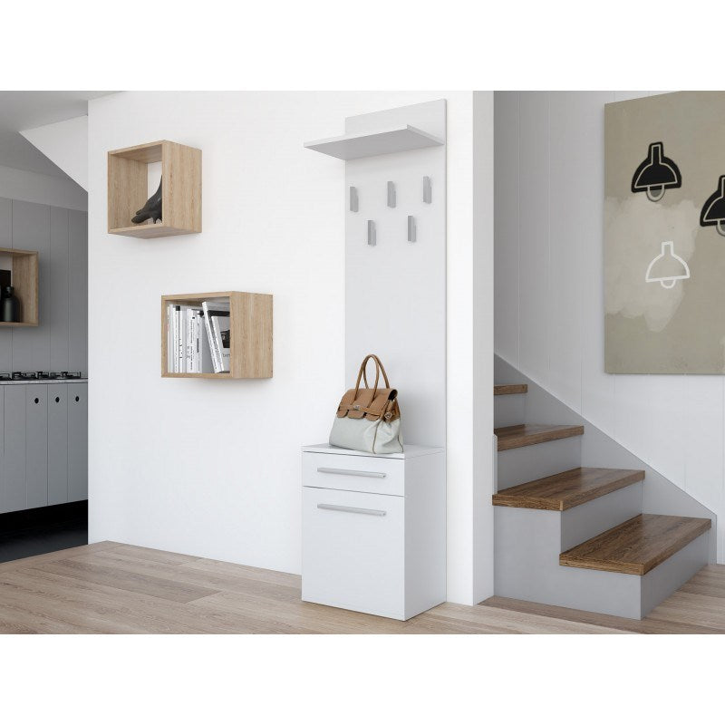 Topeshop DUO WIESZAK BIEL Clothing Hanger and Shoe Cabinet - Matte White