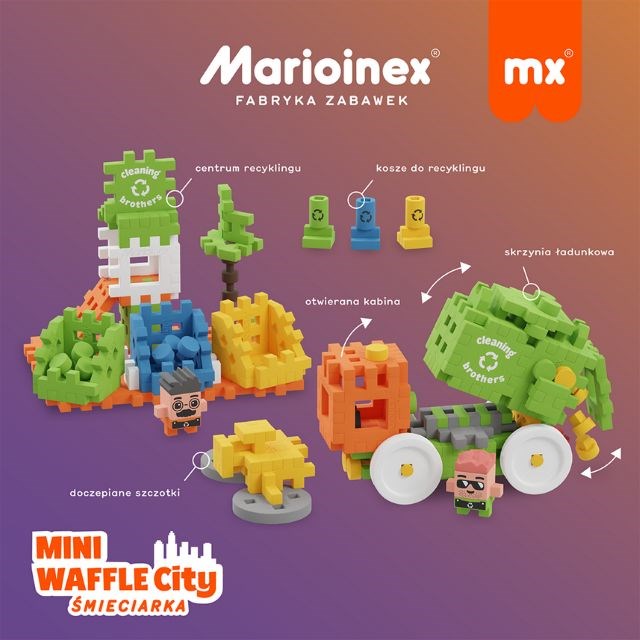 Marioinex Mini Waffle Building Blocks – City: Refuse Collection Truck  148 pieces