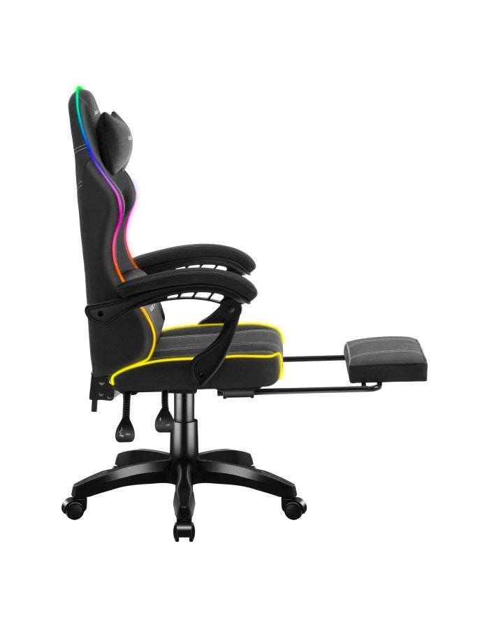 Huzaro Force 3.7 RGB Gaming Chair Black - Ergonomic Design, Adjustable Height, Lumbar Cushion