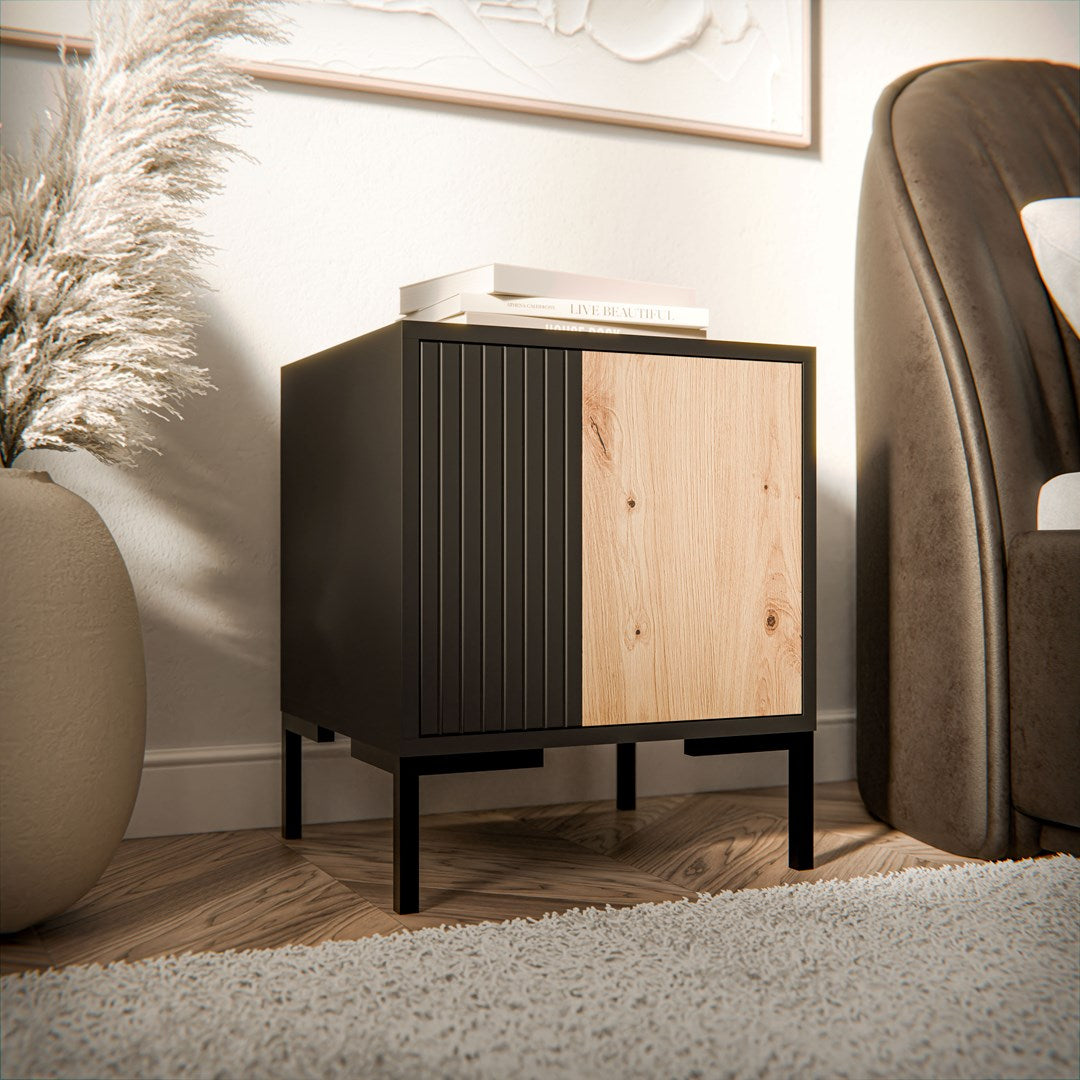 Cama Bedside Table 2 pcs. MERCI 44x40x52.5 Black/Oak Artisan 2pc