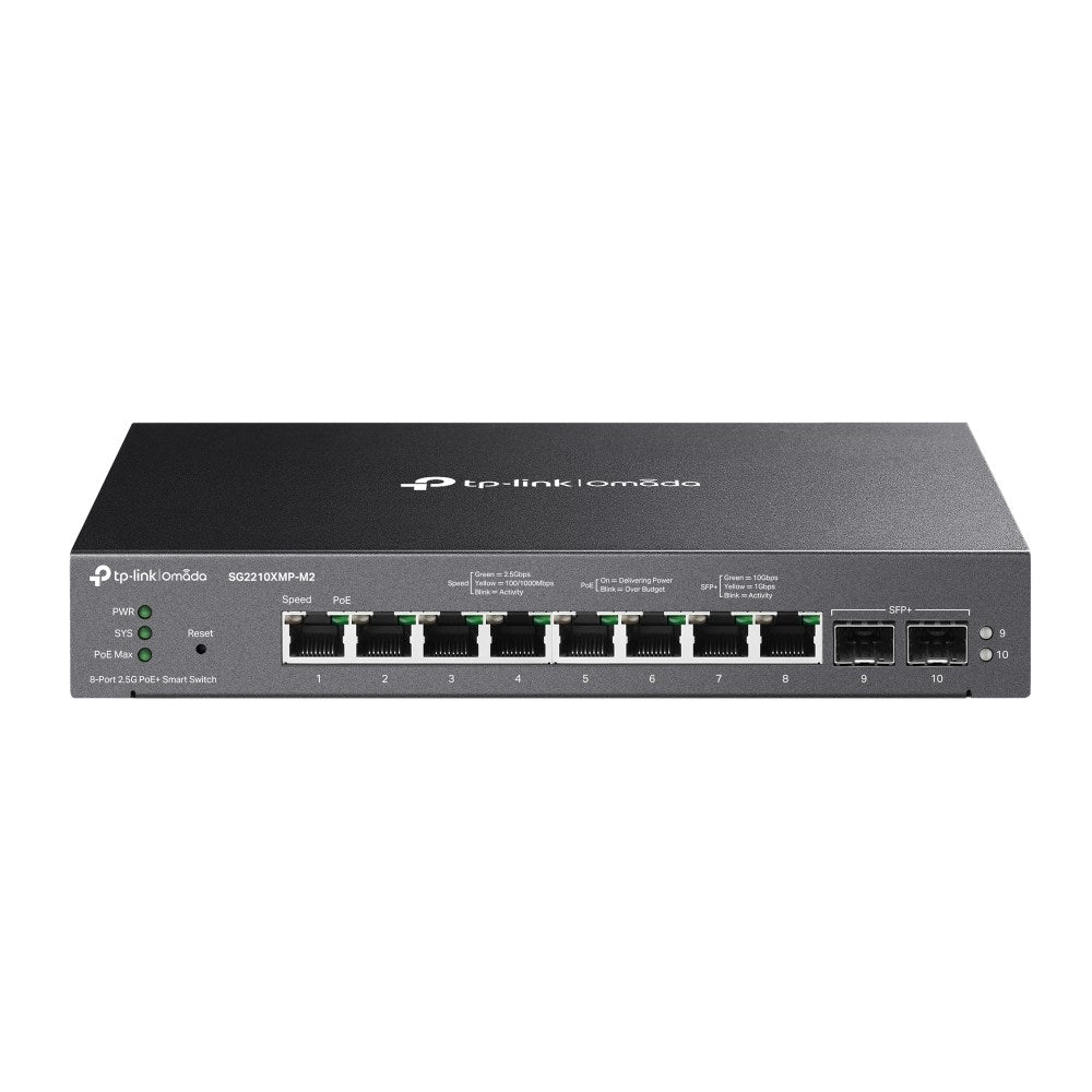 TP-Link Omada SG2210XMP-M2 V1,6 - L2+ Smart Switch - 8 x 100/1000/2,5 G (PoE+) + 2 x 10Gb SFP+