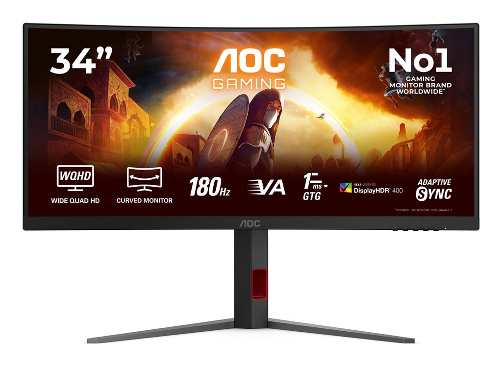 AOC G4 CU34G4CAP computer monitor 86.4 cm (34 ) 3440 x 1440 pixels UltraWide Quad HD LCD Black  Red