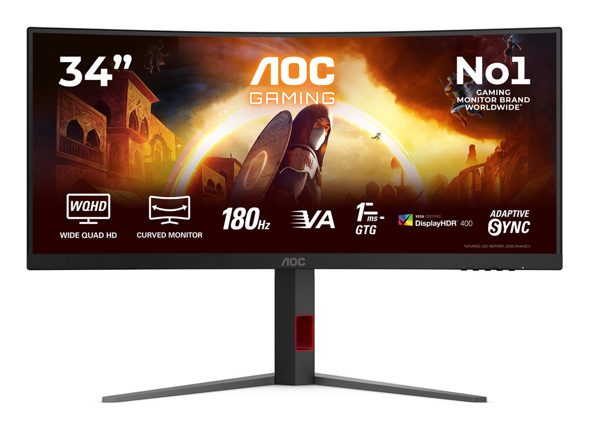 AOC G4 CU34G4CAP computer monitor 86.4 cm (34 ) 3440 x 1440 pixels UltraWide Quad HD LCD Black  Red