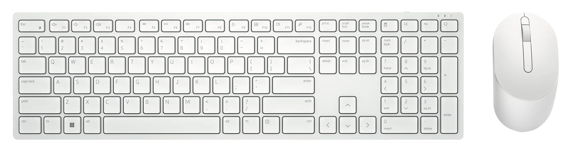 Dell Pro KM5221W Wireless Keyboard and Mouse Set 2.4 GHz QWERTY White