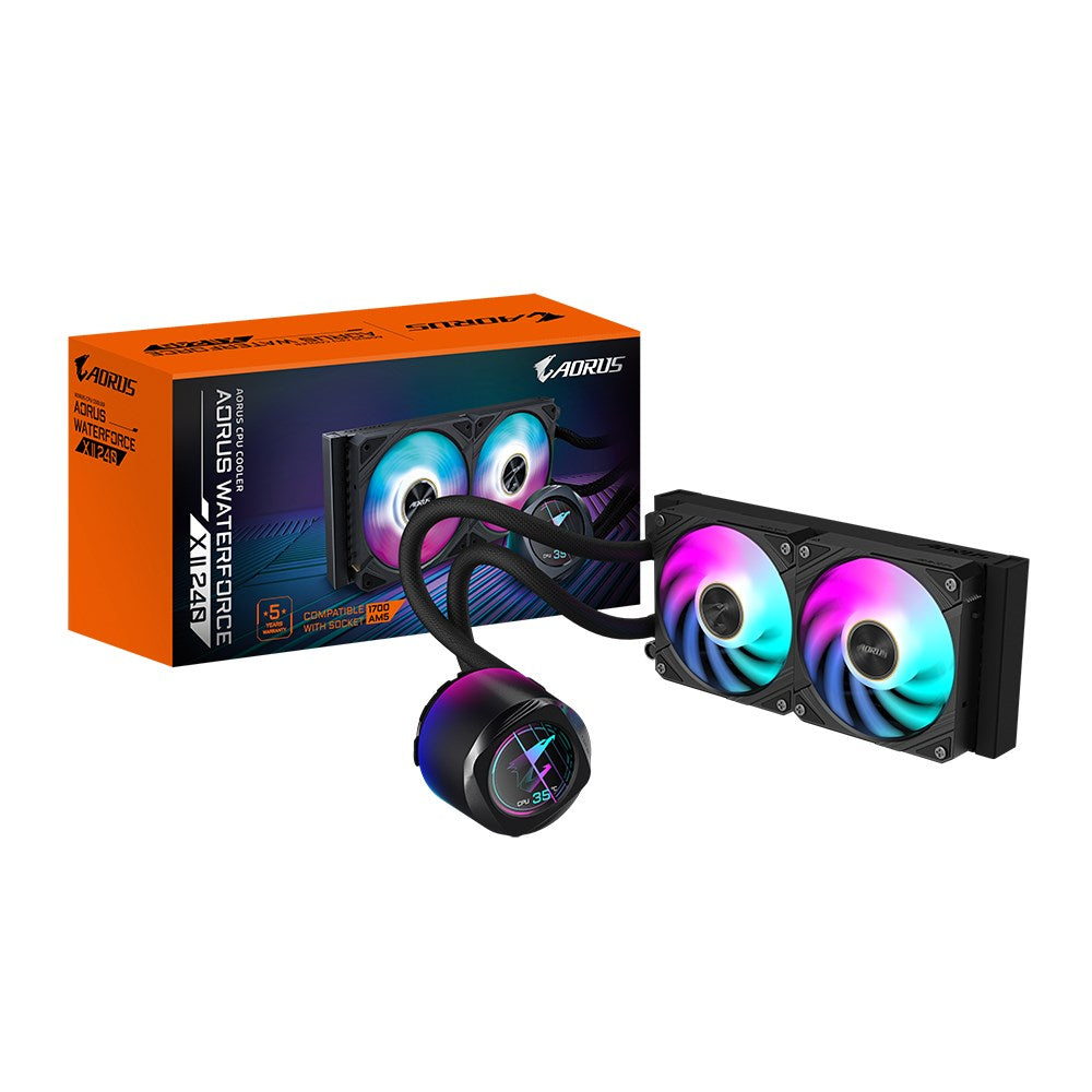 GIGABYTE AORUS WATERFORCE X II 240 Liquid CPU Cooling System (LGA115x, LGA1200, LGA1700, AM4, AM5, TR4, sTR5) (GP-AORUS WATERFORCE X II 240)
