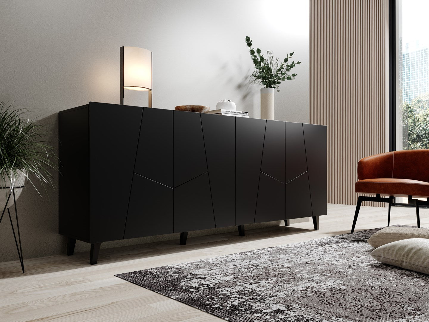 ETNA chest of drawers 200x42x82 black matt