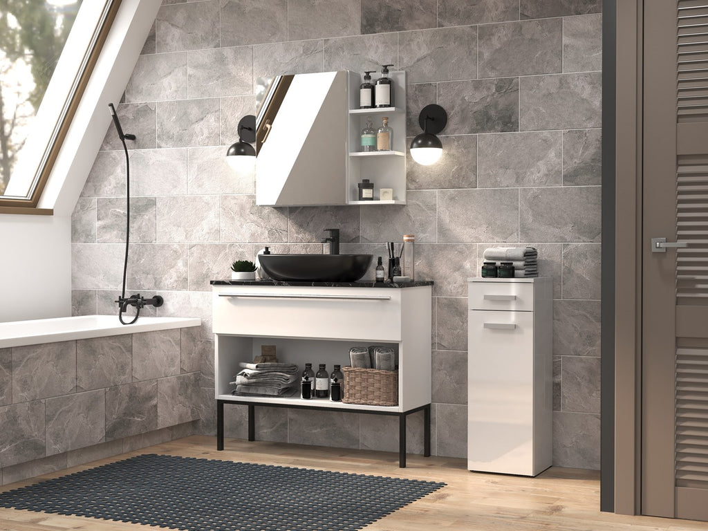 Topeshop Bathroom Storage Cabinet NEL V DS BIEL POŁ White