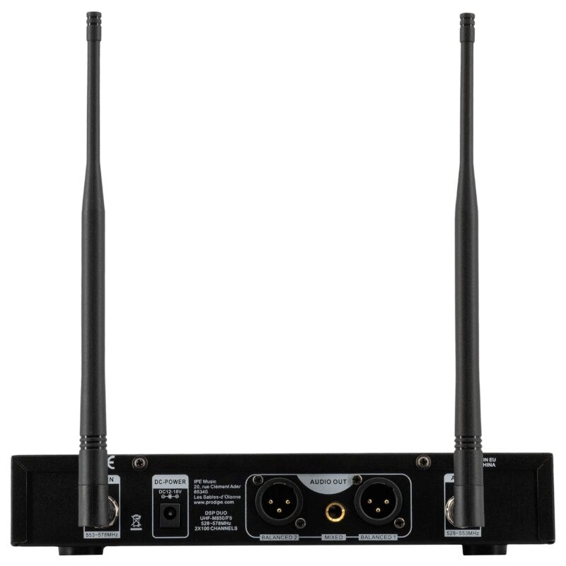 PRODIPE Wireless Microphone System M850DUO - 2 Handheld Microphones, UHF, 100 Frequencies