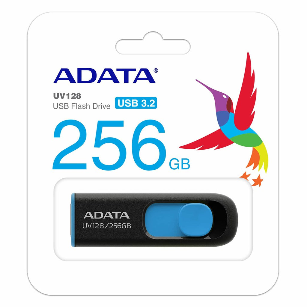 ADATA UV128 USB flash drive 256 GB USB Type-A 3.2 Gen 1 (3.1 Gen 1) Black  Blue