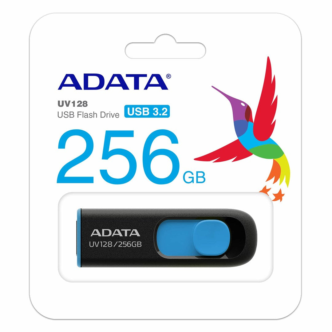 ADATA UV128 USB flash drive 256 GB USB Type-A 3.2 Gen 1 (3.1 Gen 1) Black  Blue