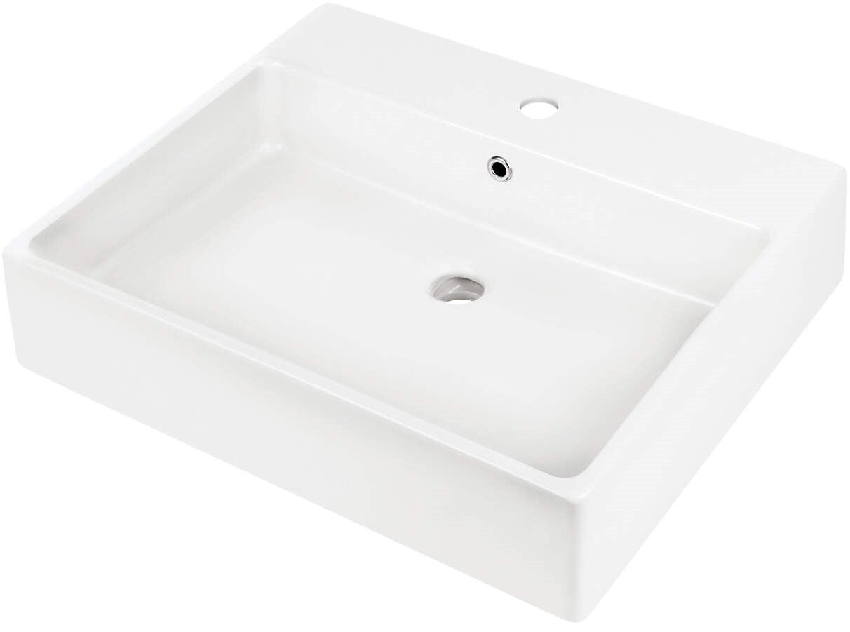 Ceramic countertop/wall washbasin with space for a tap - 60x50 cm