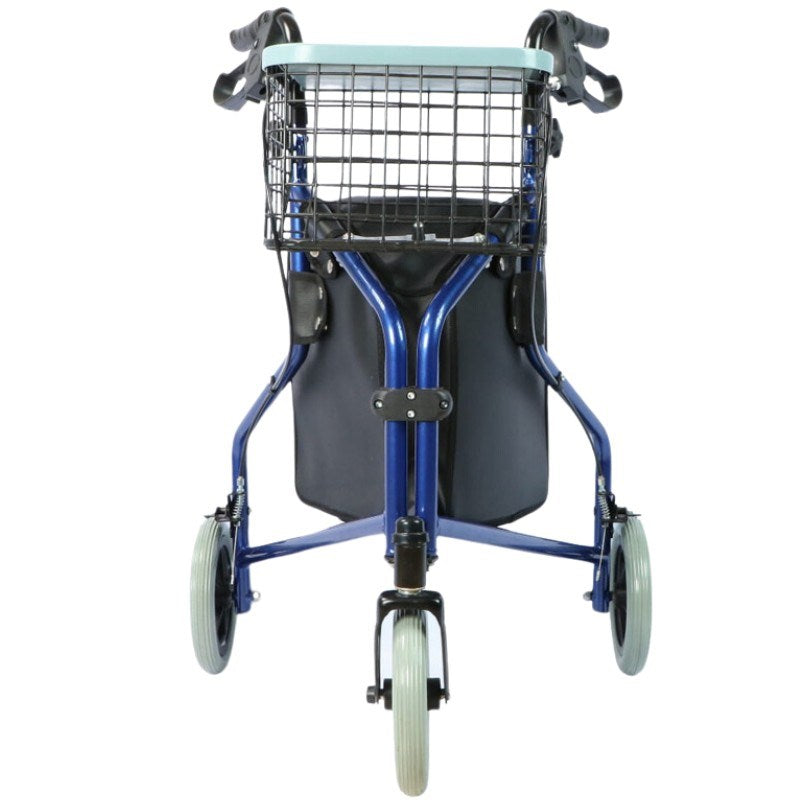 Reha Fund Practical Tricycle Walker with Basket and Bag - Blue/Black/Gray