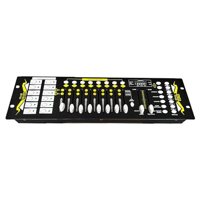 Light4Me DMX Controller 192 MKII - 10 Faders - 184 Presets - Black/Yellow - Model 5907780147817