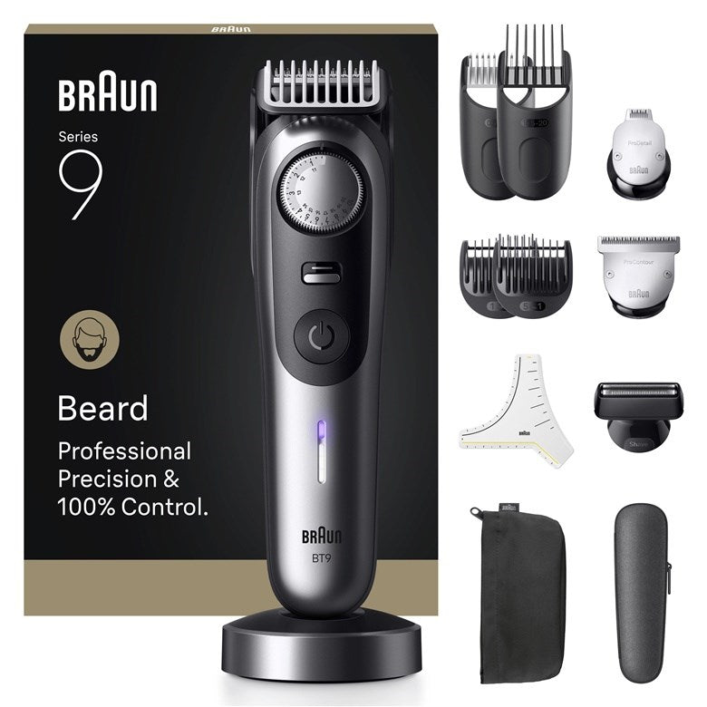 Braun BeardTrimmer 9 BT9560 beard trimmer Battery 52 2 cm Wet & Dry Black  Silver