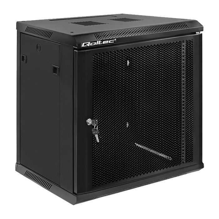 Qoltec 19 Rack Cabinet 12U 600x635x450 Perforated Doors Hanging