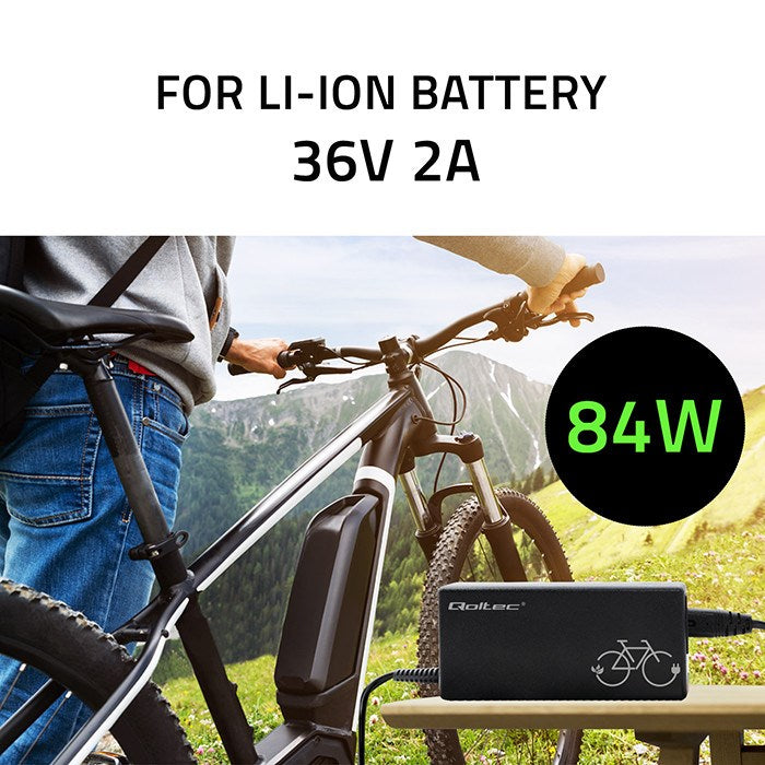 Qoltec Charger for E-Bike Batteries 36V 42V 2A 5.5x2.5