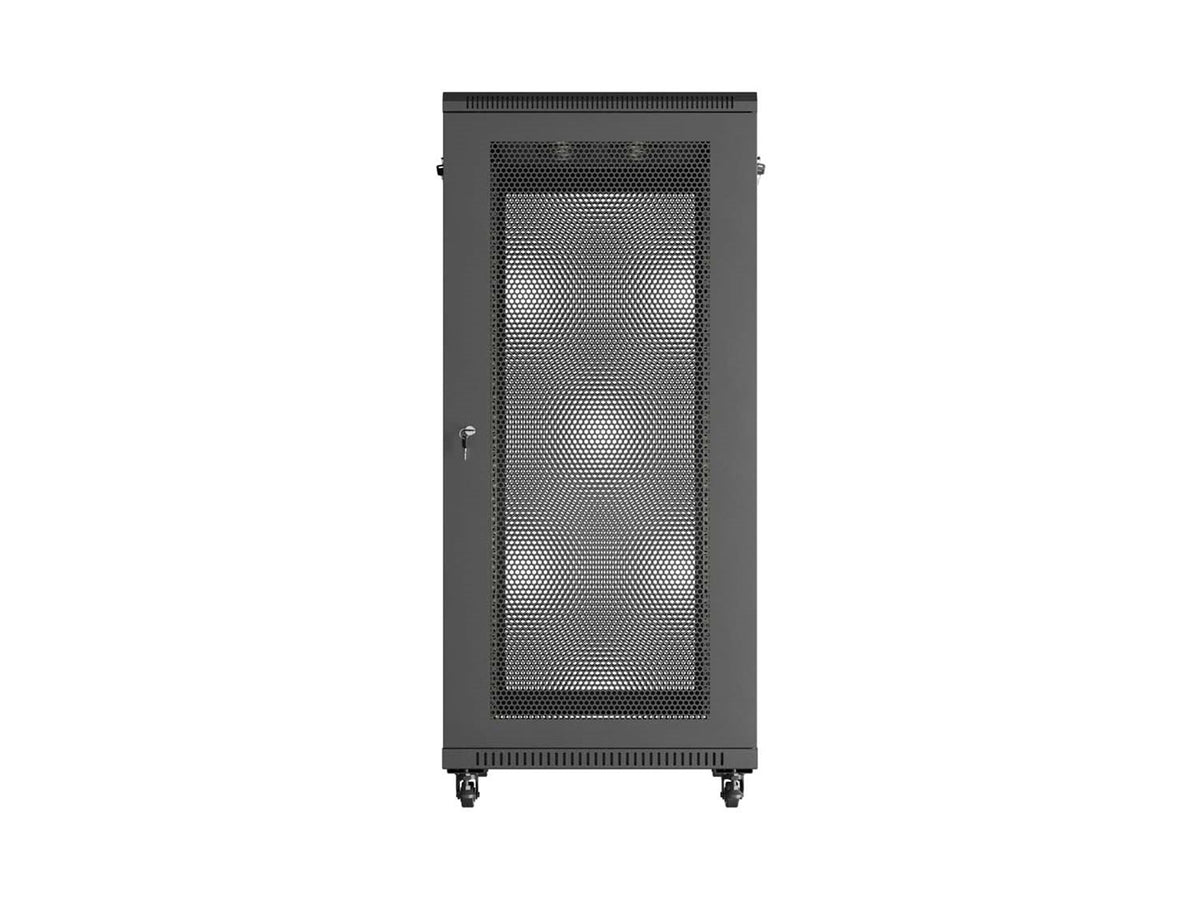 Lanberg Floor Standing Rack Cabinet 27U Black FF01-6027-23B - 800 kg Capacity, Perforated Door, Key Lock
