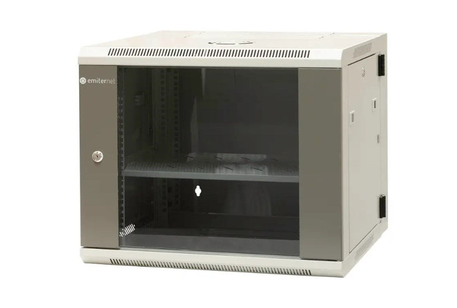 EMITER Split Hanging Cabinet 19" 9U, Sheet Metal/Glass Doors, 600×550×500 mm, EM/AH6509