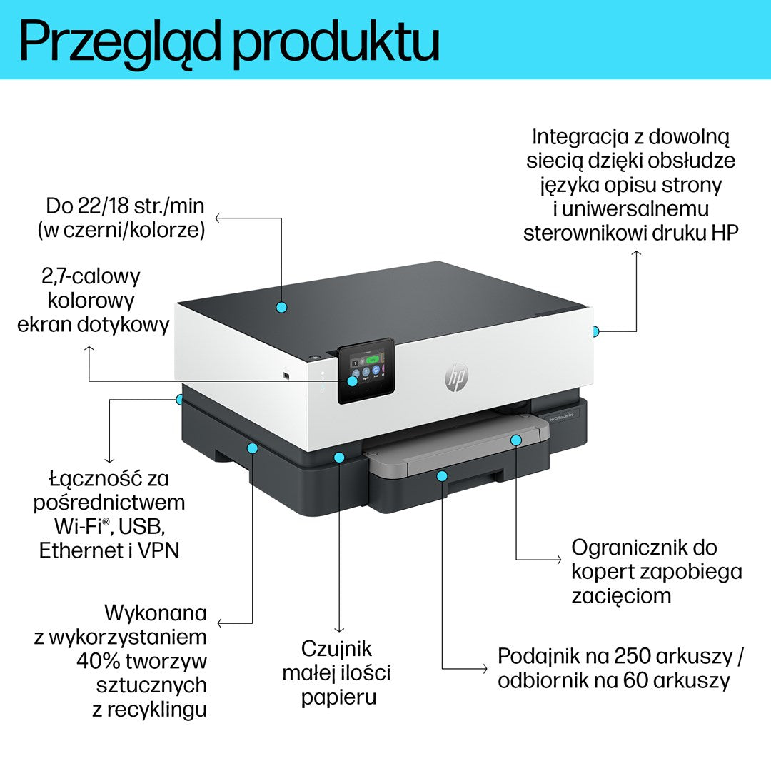 HP OfficeJet Pro 9110b Wireless Color Printer, Duplex Printing, 5A0S3B