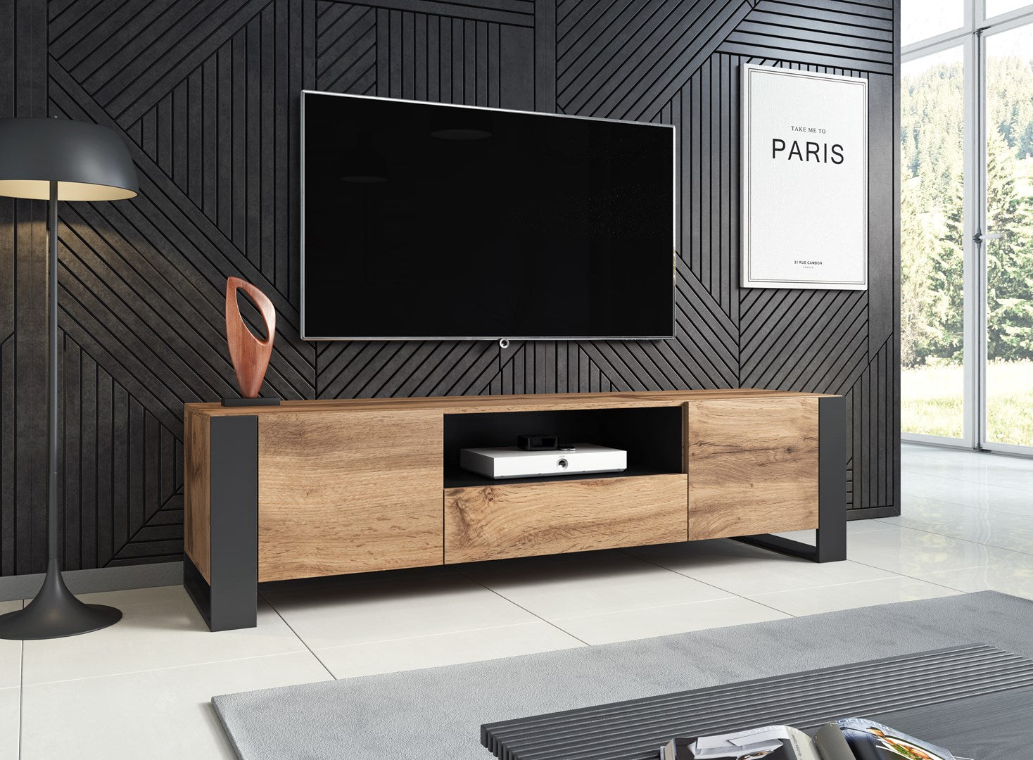 Cama TV Stand WOOD 180 cm Wotan/Anthracite