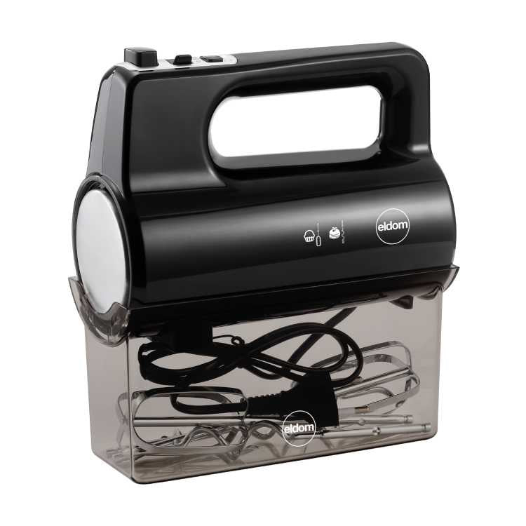ELDOM Hand Mixer 800W 5 Speed Beaters Dough Hooks Black R120