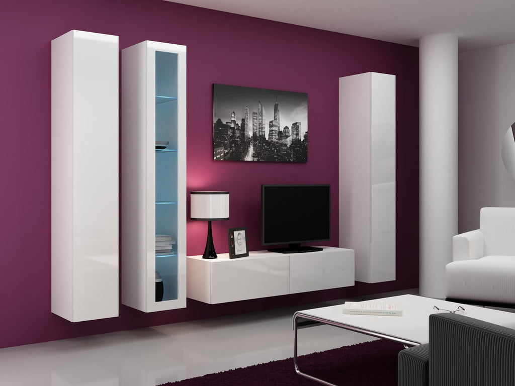 Cama Glass-Case VIGO '180' 180/40/30 White/White Gloss 1 Door 4 Shelves