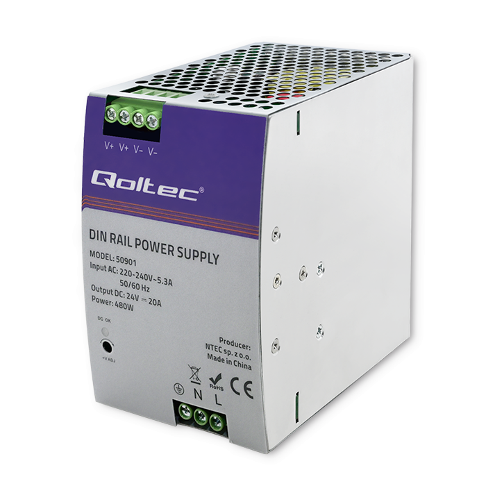 Qoltec Industrial Din Rail Power Supply 480W 24V 20A