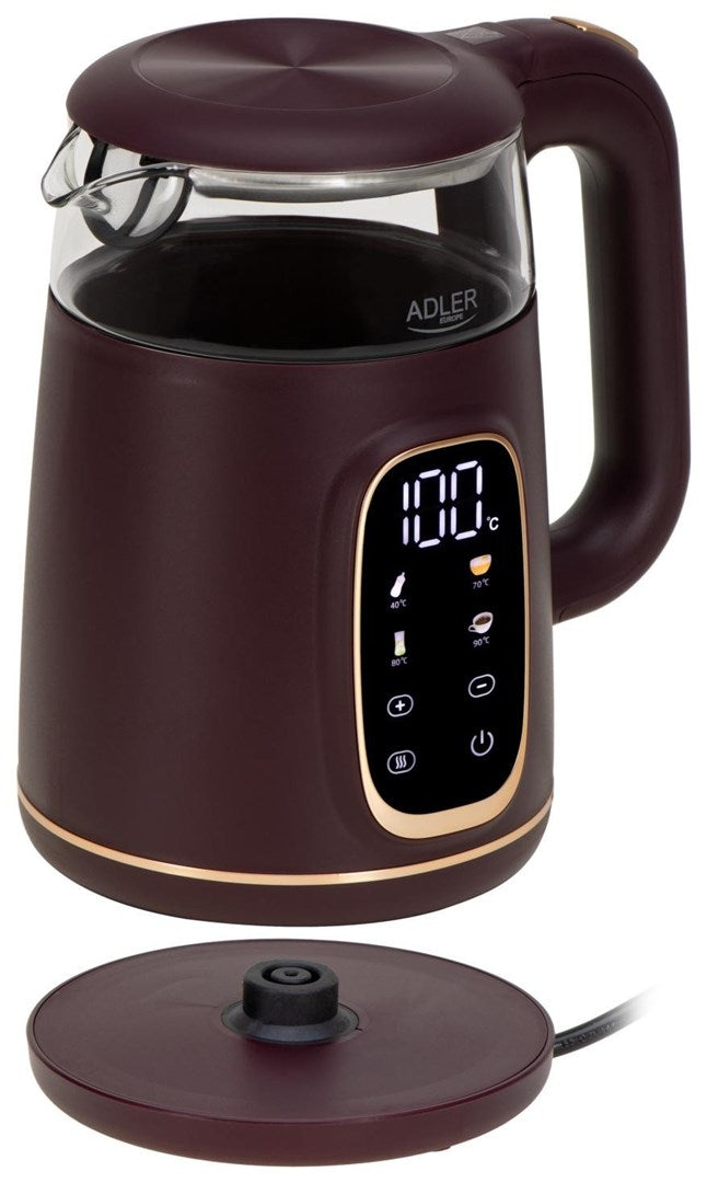 Adler AD 1305 Electric Kettle 1.7 L Burgundy with Temperature Control