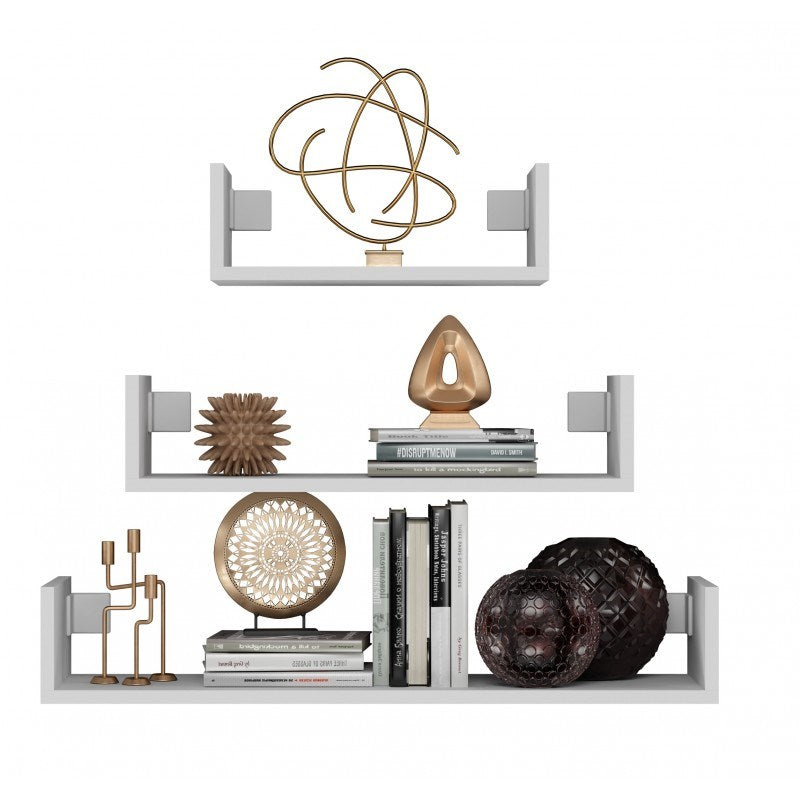 Topeshop MOBI 3P Floating Shelf Wall-Mounted White Set of 3