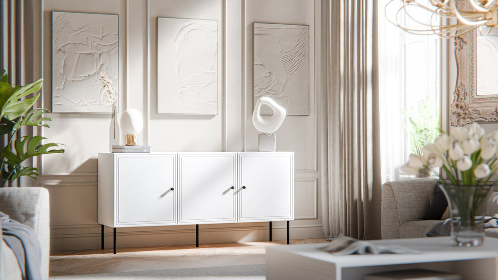 3D chest of drawers PALAZZO BIS 151x40x75 white matt