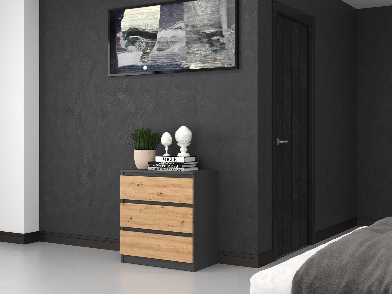 Topeshop Chest of Drawers M3 Anthracite Artisan Oak