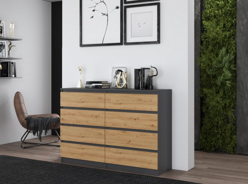 Malwa M8 Chest of Drawers 140 cm Anthracite/Artisan Oak