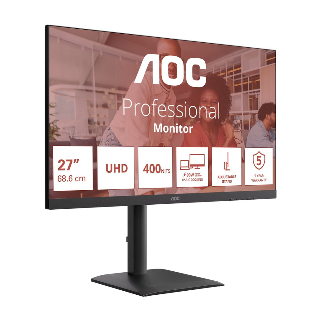 AOC E4 U27E4CV computer monitor 68.6 cm (27 ) 3840 x 2160 pixels 4K Ultra HD LED Black