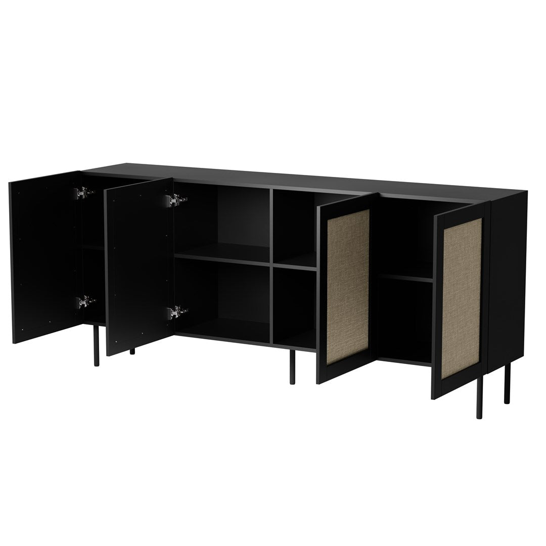 JUTA 4D Chest of Drawers 200x39.5x90 Black + Linol Calabria