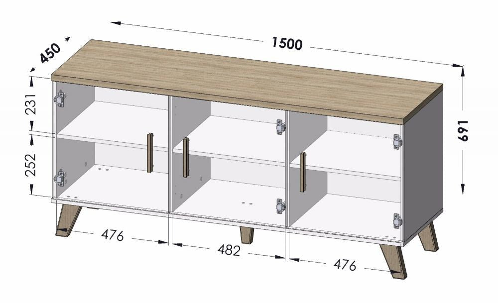 Cama Sideboard LOTTA 150 3D Wotan Oak + Matte Black
