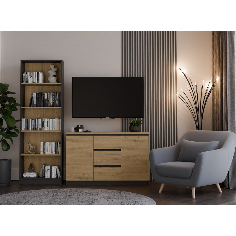 Topeshop Chest of Drawers 2D3S Anthracite Artisan Oak