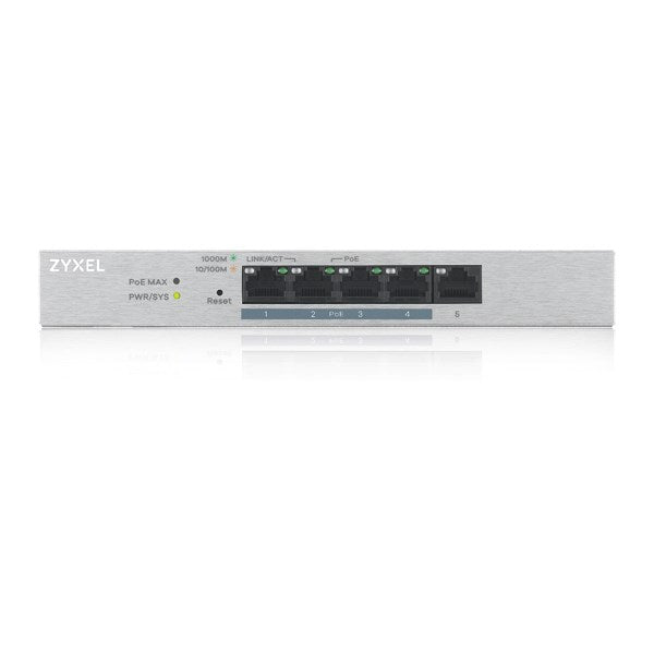 Zyxel GS1200-5HP v2 - Managed Switch - 1 x 10/100/1000 + 4 x 10/100/1000 (PoE+) - Desktop - GS1200-5HPV2-EU0101F