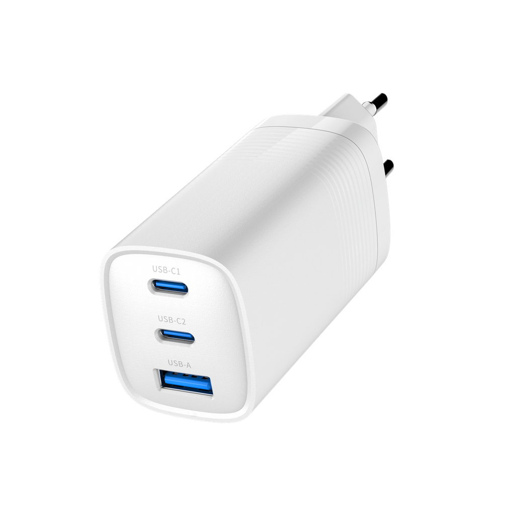 Gembird TA-UC-PDQC65-01-W 3-Port 65W GaN USB Power Delivery Fast Charger White