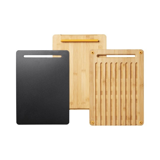 Fiskars 1057550 kitchen cutting board Rectangular Bamboo  Plastic Bamboo  Black