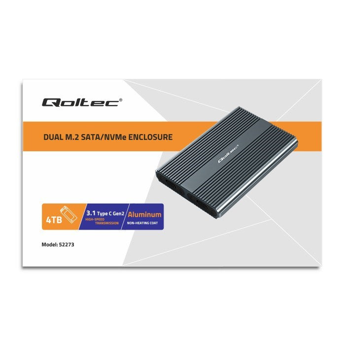 Qoltec Enclosure M.2 SSD Tray SATA NVMe USB-C DUAL 2 x 2TB
