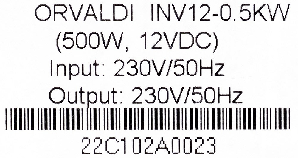 Orvaldi Inverter UPS Power Supply 0.5 kVA 500 W INV12-0,5kW