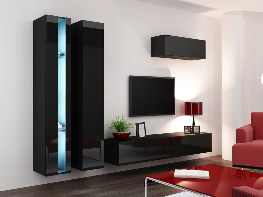 Cama VIGO NEW TV Stand 180x30x40 Black/Black Gloss