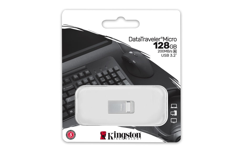 Kingston DataTraveler Micro USB Flash Drive 128GB USB 3.2 Gen 1 - Model DTMC3G2/128GB