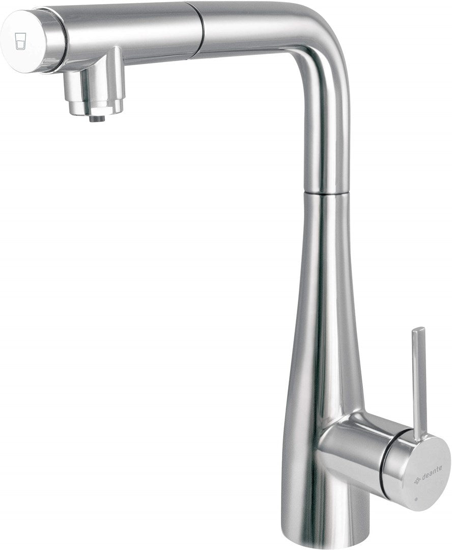 Deante Kitchen Faucet Freestanding Chrome Pull-Out Spout Water Filter Connection