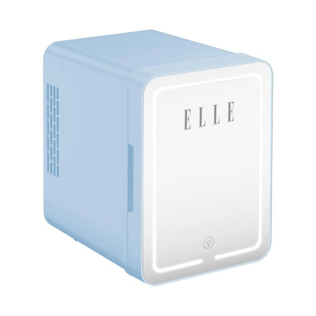 ELLE 4 L Mini Fridge with LED Makeup Mirror Blue